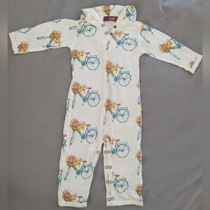 Milkbarn Cream One Piece with Bicycle Design - 3-6M